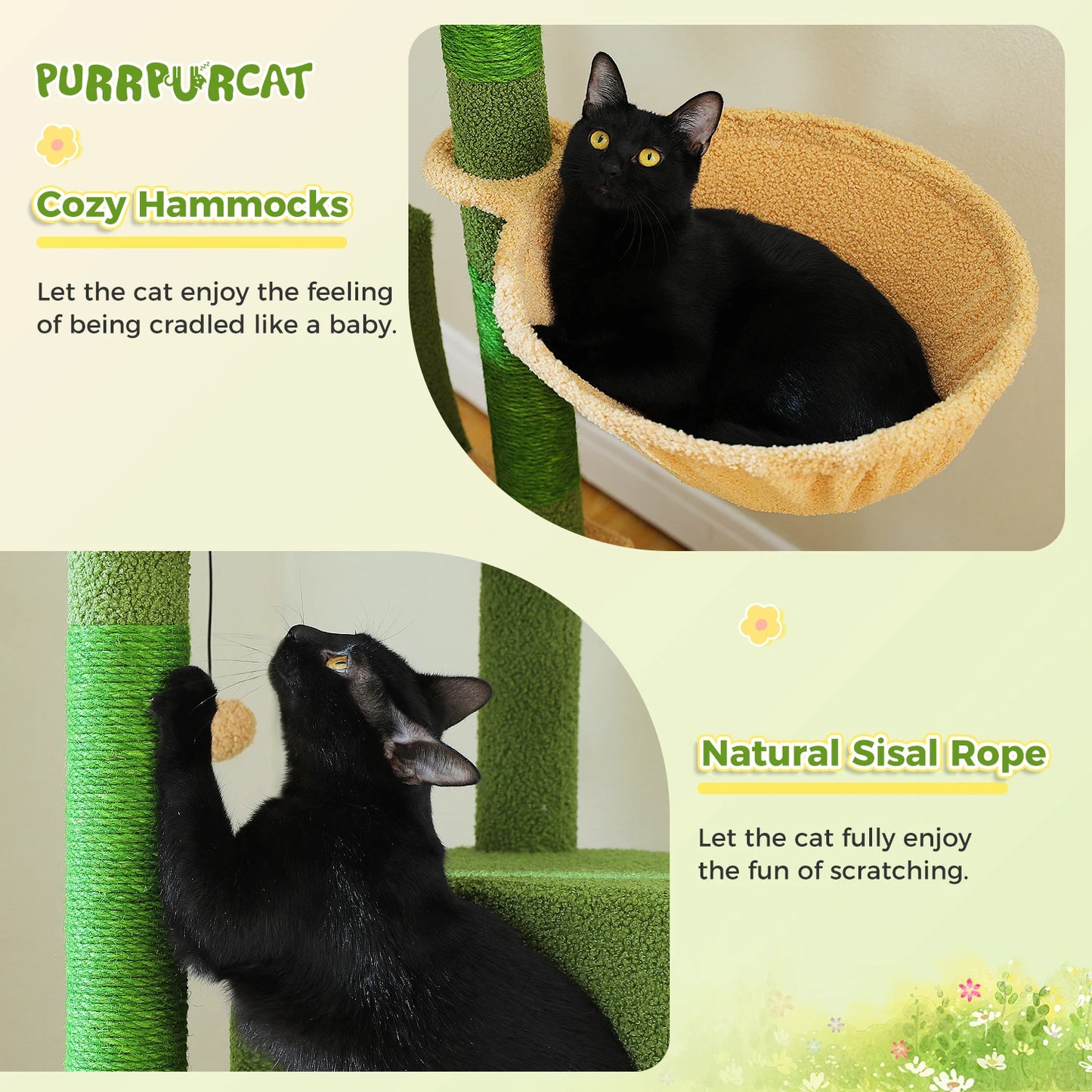 PEQULTICN Cat Tree With Perches Condos And Hammocks Sisal Rope