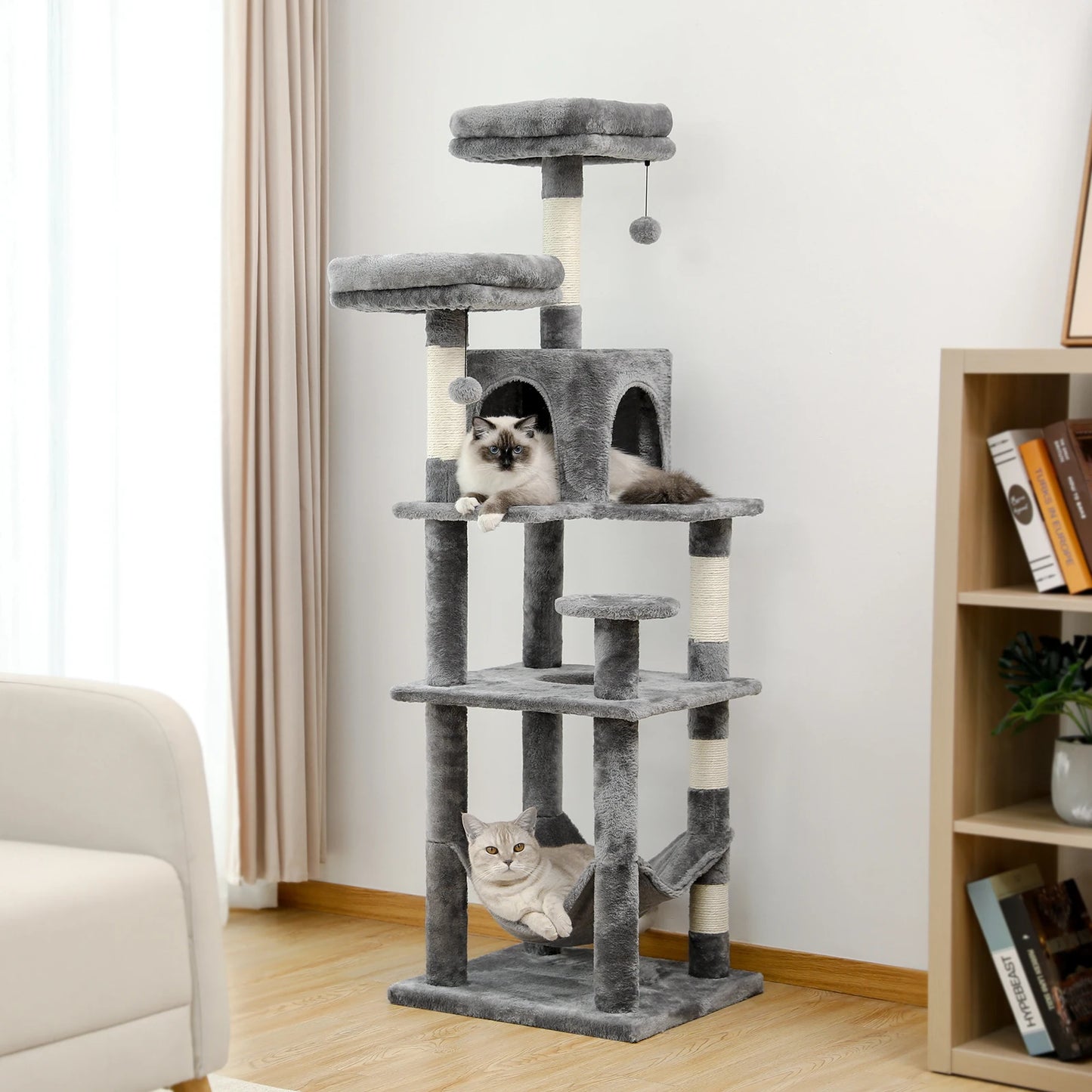 PEQULTICN Multi Level Cat Tree With Scratching Posts Hammock