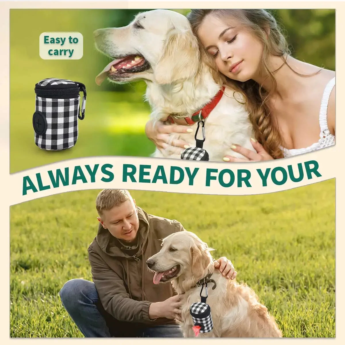 Pet Waste Bag With Plaid Checkered Pattern For Dogs