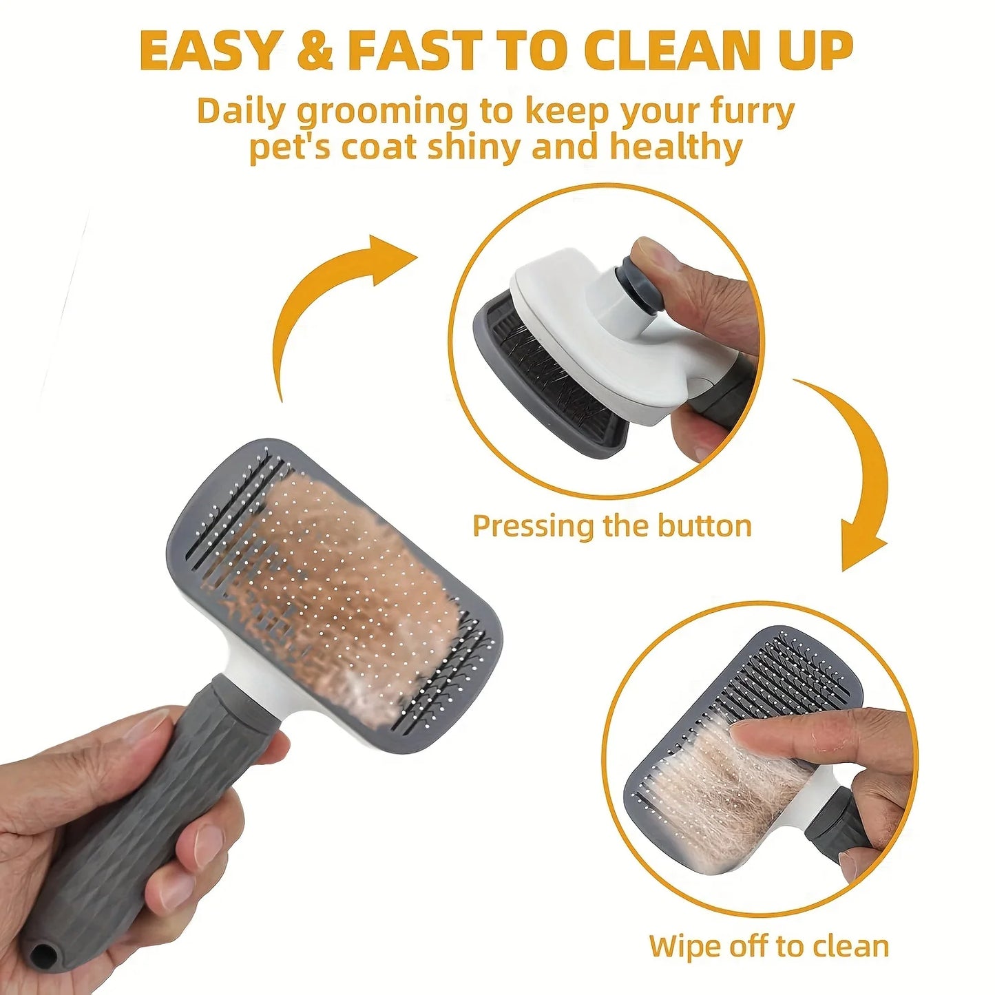 Dog Grooming Kit With Self Cleaning Tools And Flea Comb