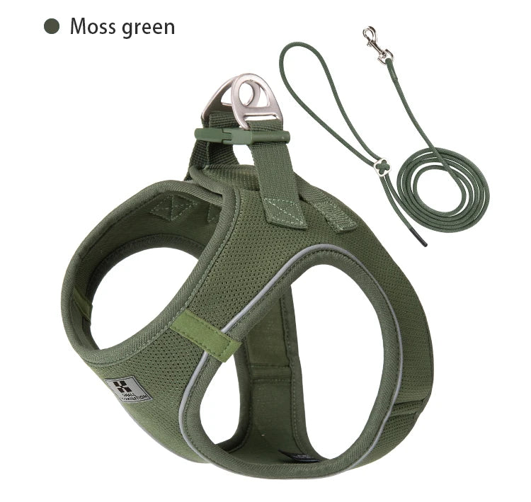 Dog Harness Leash Set Reflective Adjustable Pet Vest For Outdoors