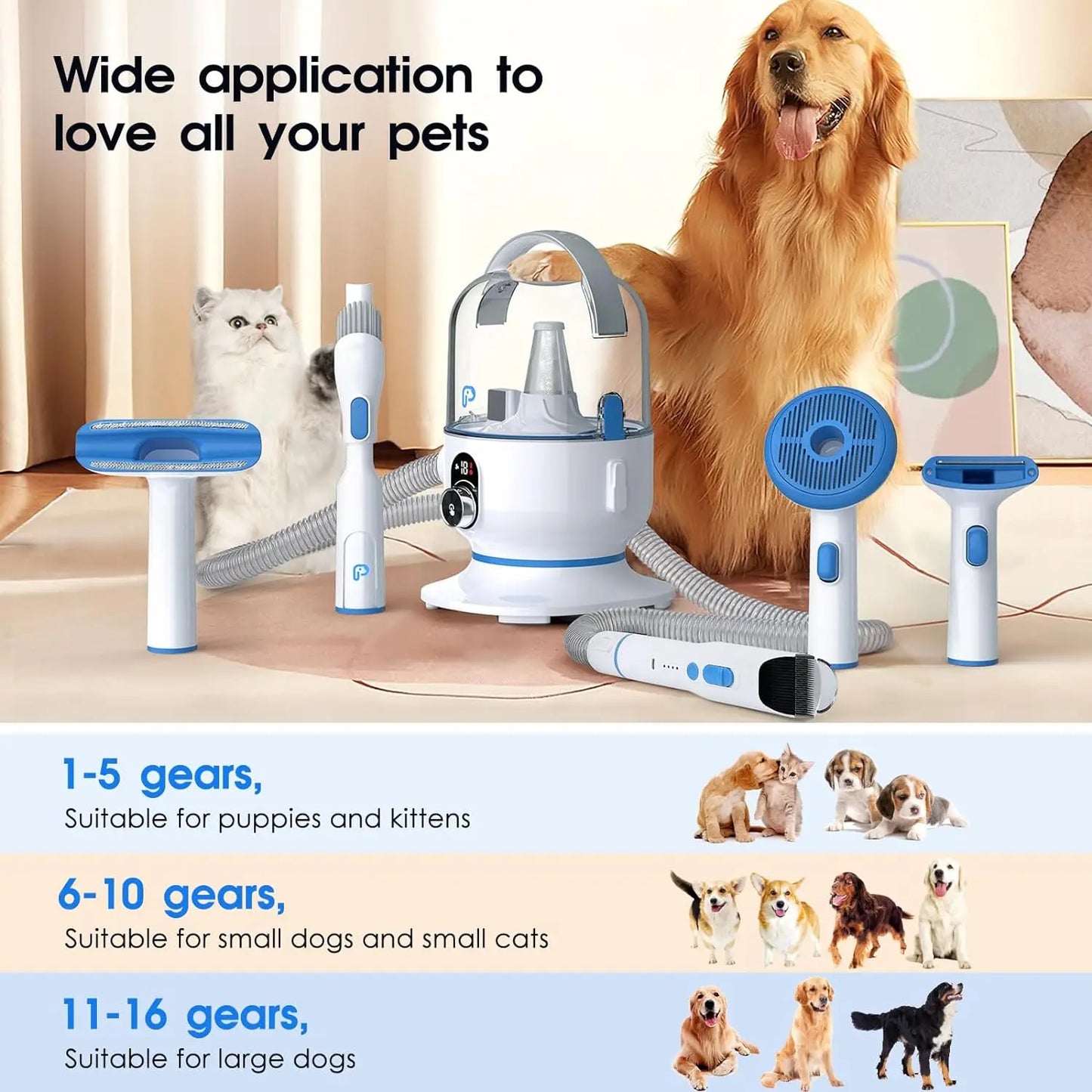 HiMISS Dog Grooming Vacuum Kit For Pet Hair Removal
