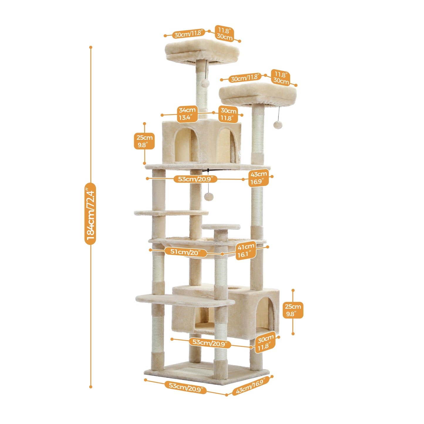 PEQULTICN Five Level Cat Tree Tower With Sisal Posts