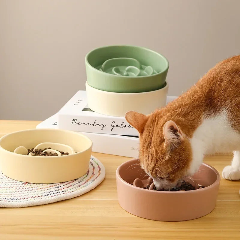 Ceramic Slow Feeder Dog Bowl For Small To Medium Dogs