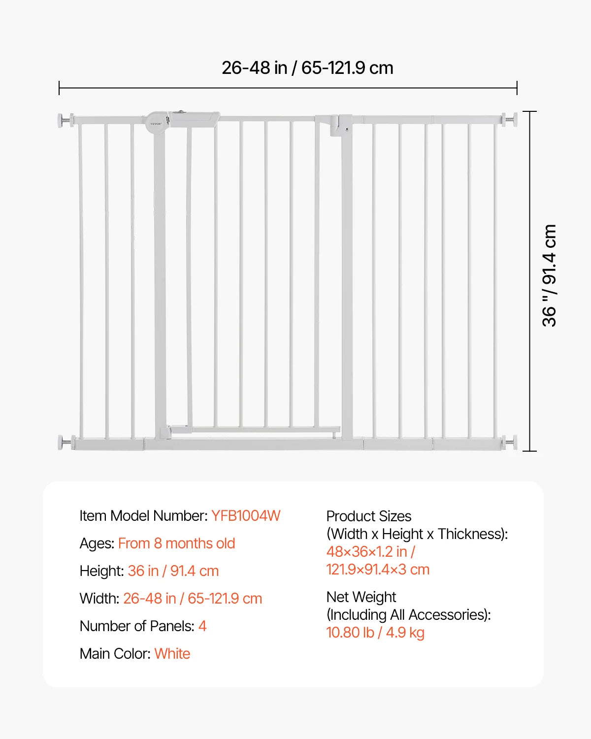SucceBuy Baby Gate Easy Walk Through Pressure Mount Security