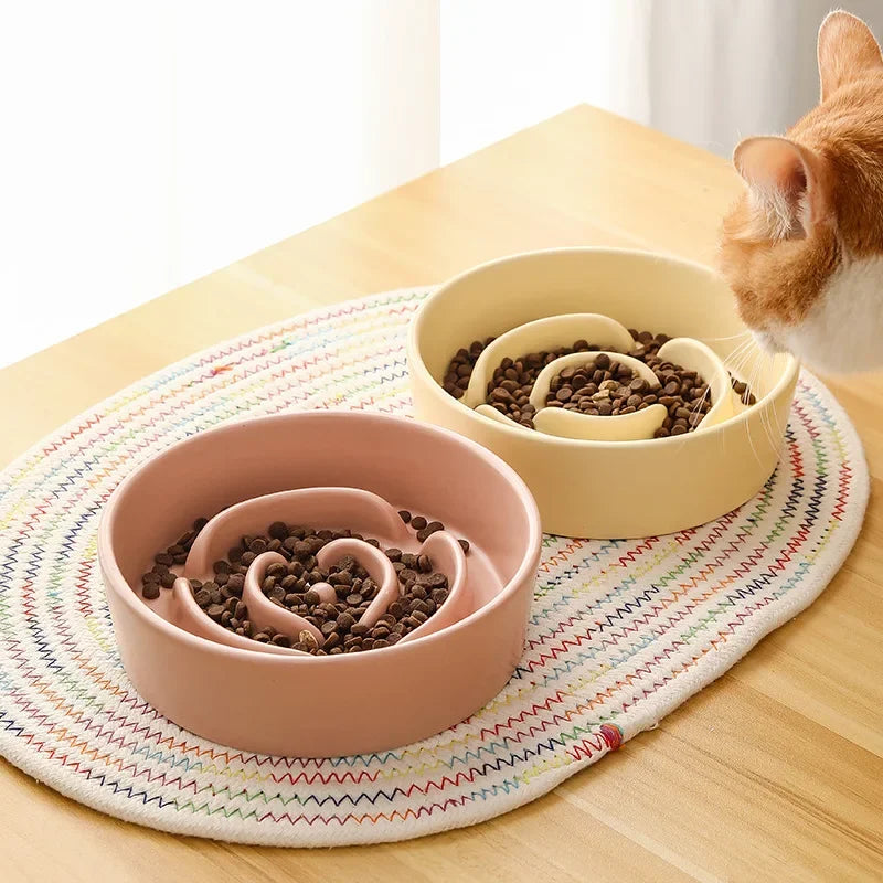 Ceramic Slow Feeder Dog Bowl For Small To Medium Dogs
