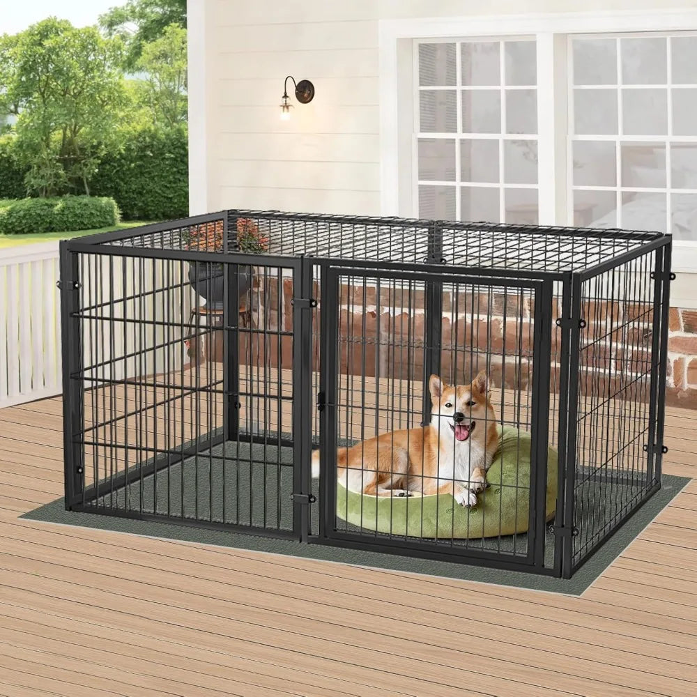 Heavy Duty Alloy Steel Dog Crate Indoor Outdoor Pet Cage Safe Playpen