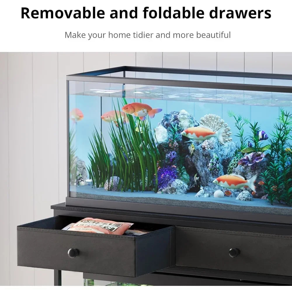 XMSJ Aquarium Stand With Power Outlet And Cabinet Storage For Reptiles