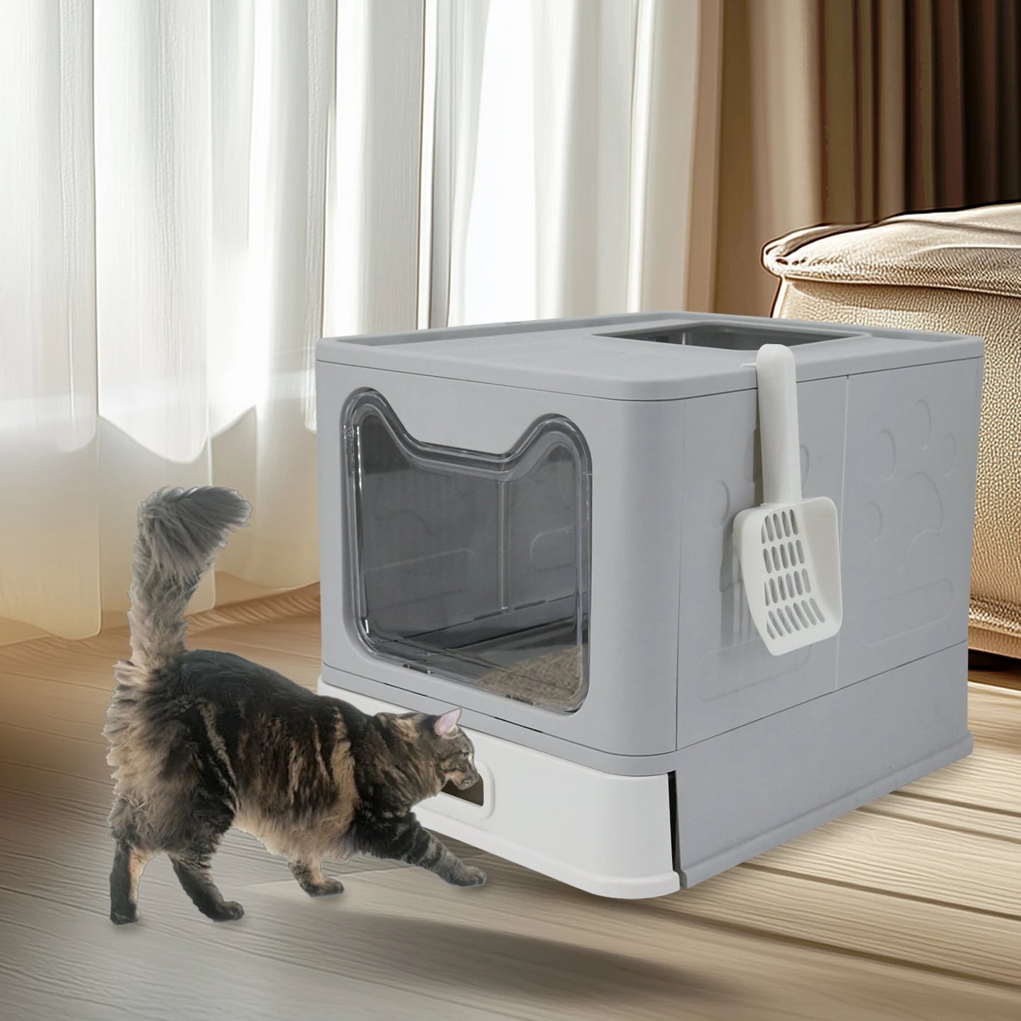 Stainless Steel Cat Litter Box With Lid Top Exit EasyClean