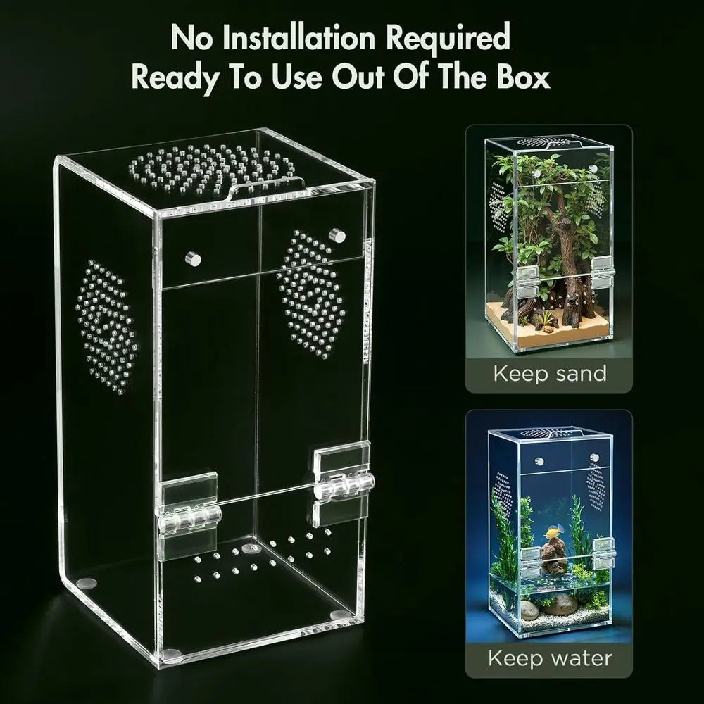 Jumping Spider Enclosure Acrylic Terrarium With Magnetic Door And Ventilation