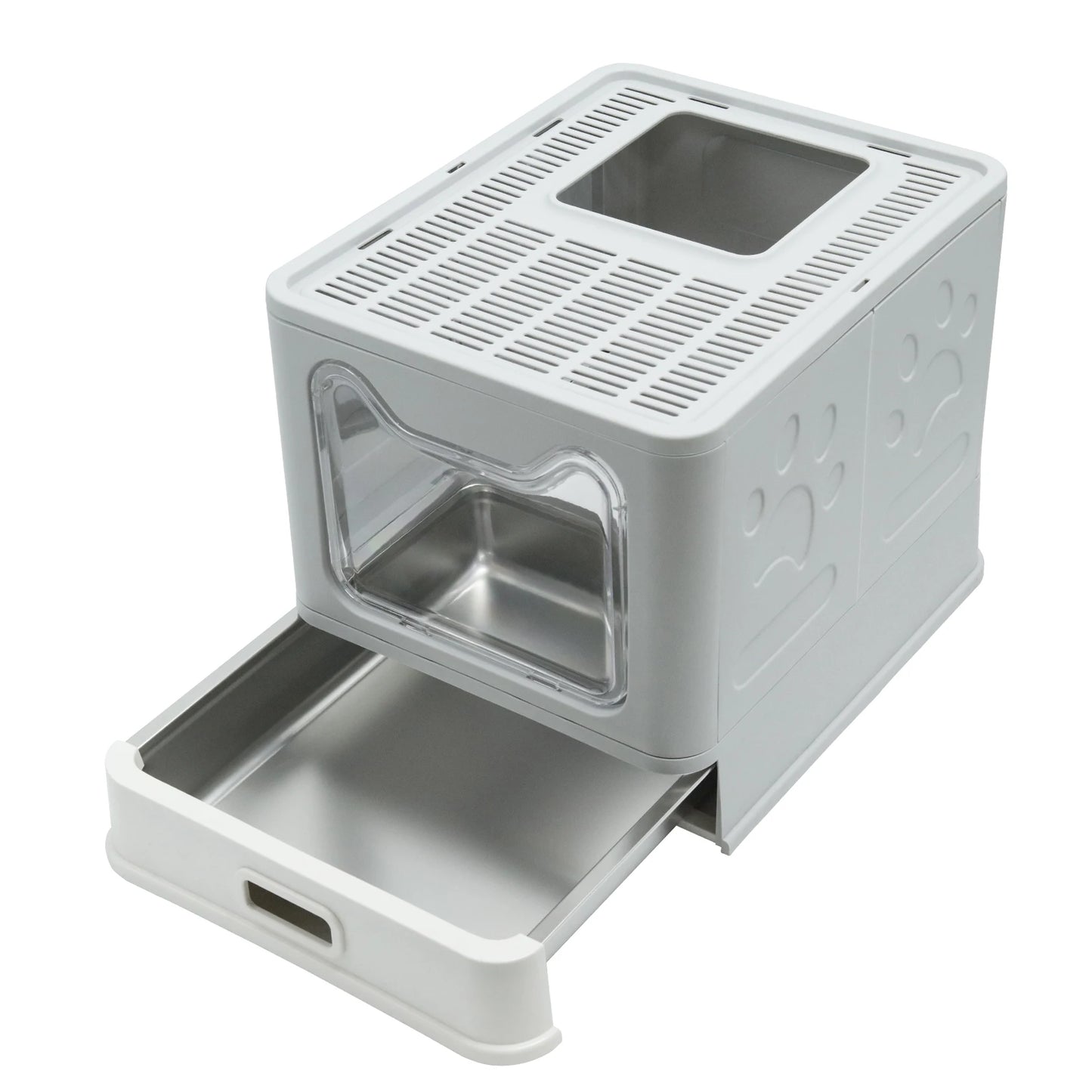 Stainless Steel Cat Litter Box With Lid Top Exit EasyClean