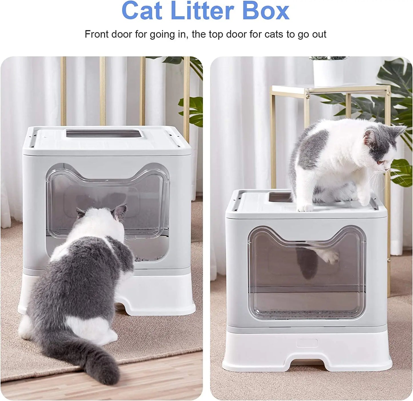Front Entry Hooded Cat Litter Box With Scoop and Drawer