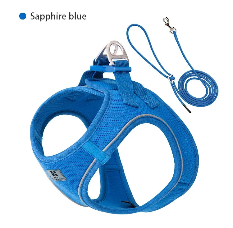 Dog Harness Leash Set Reflective Adjustable Pet Vest For Outdoors
