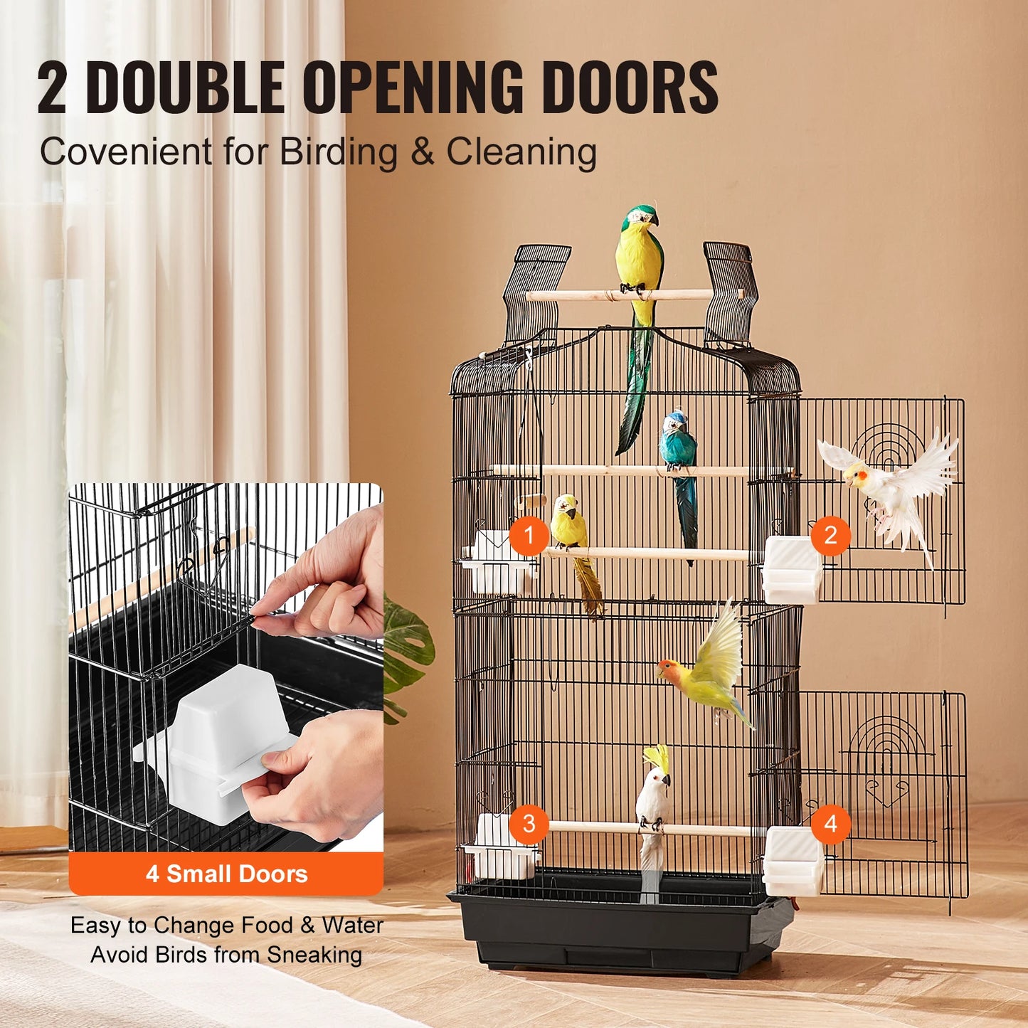 SucceBuy Open Top Parrot Cage For Various Birds With Swing