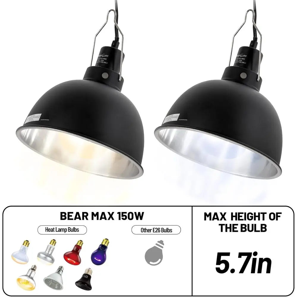 Reptile Light Fixture 2 Pack 150W Deep Dome With Switch