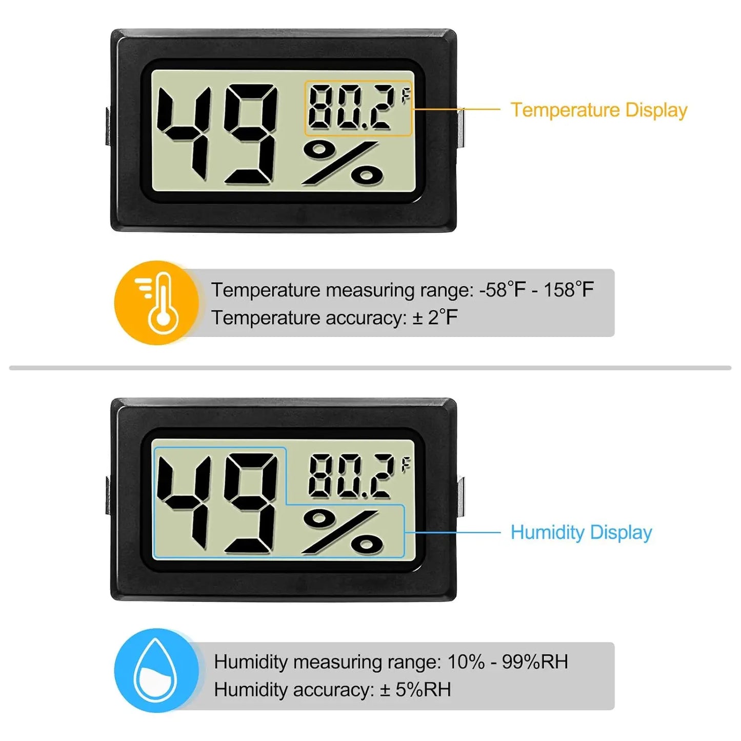 XMSJ Mini Digital Thermometer Hygrometer With Probe LCD Display
