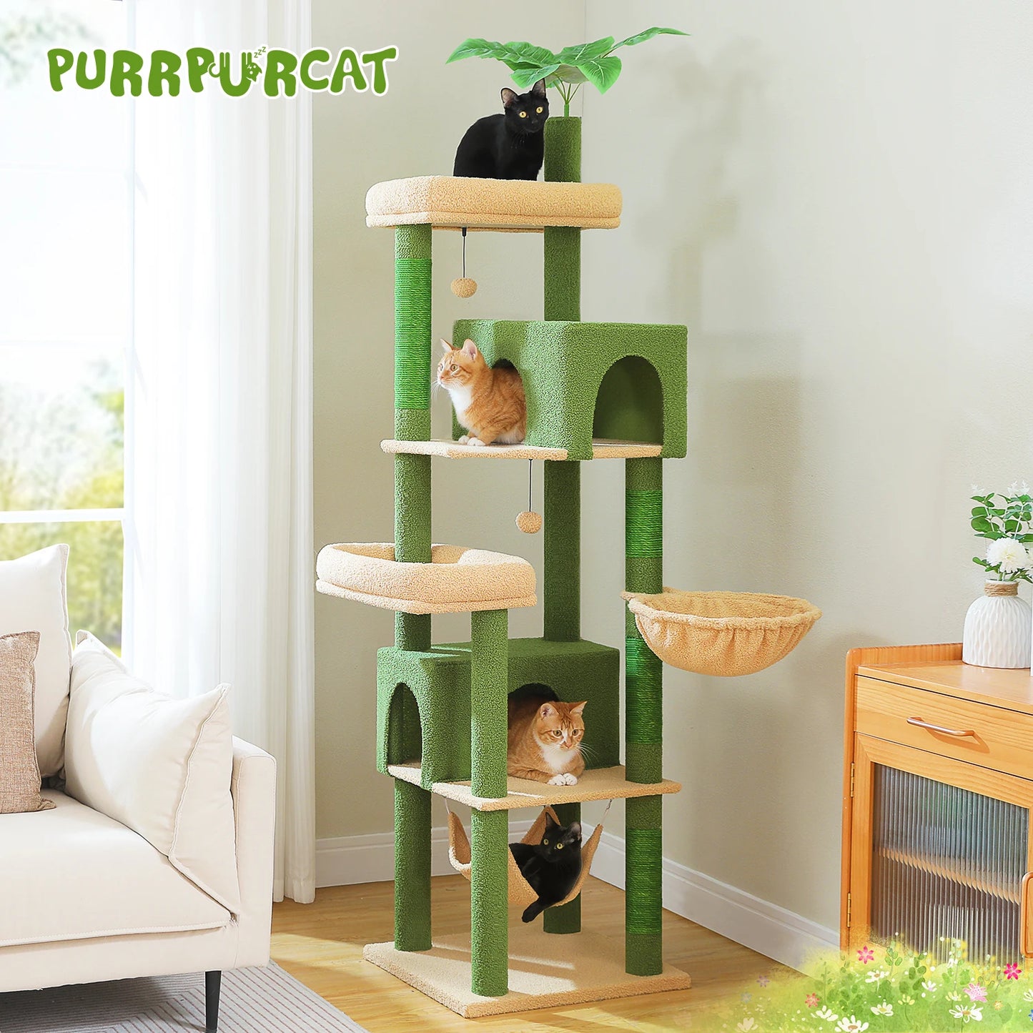 PEQULTICN Cat Tree With Perches Condos And Hammocks Sisal Rope