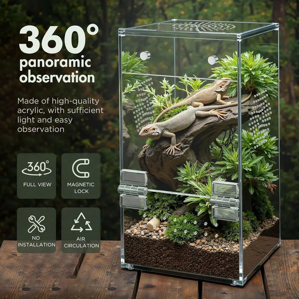 Jumping Spider Enclosure Acrylic Terrarium With Magnetic Door And Ventilation
