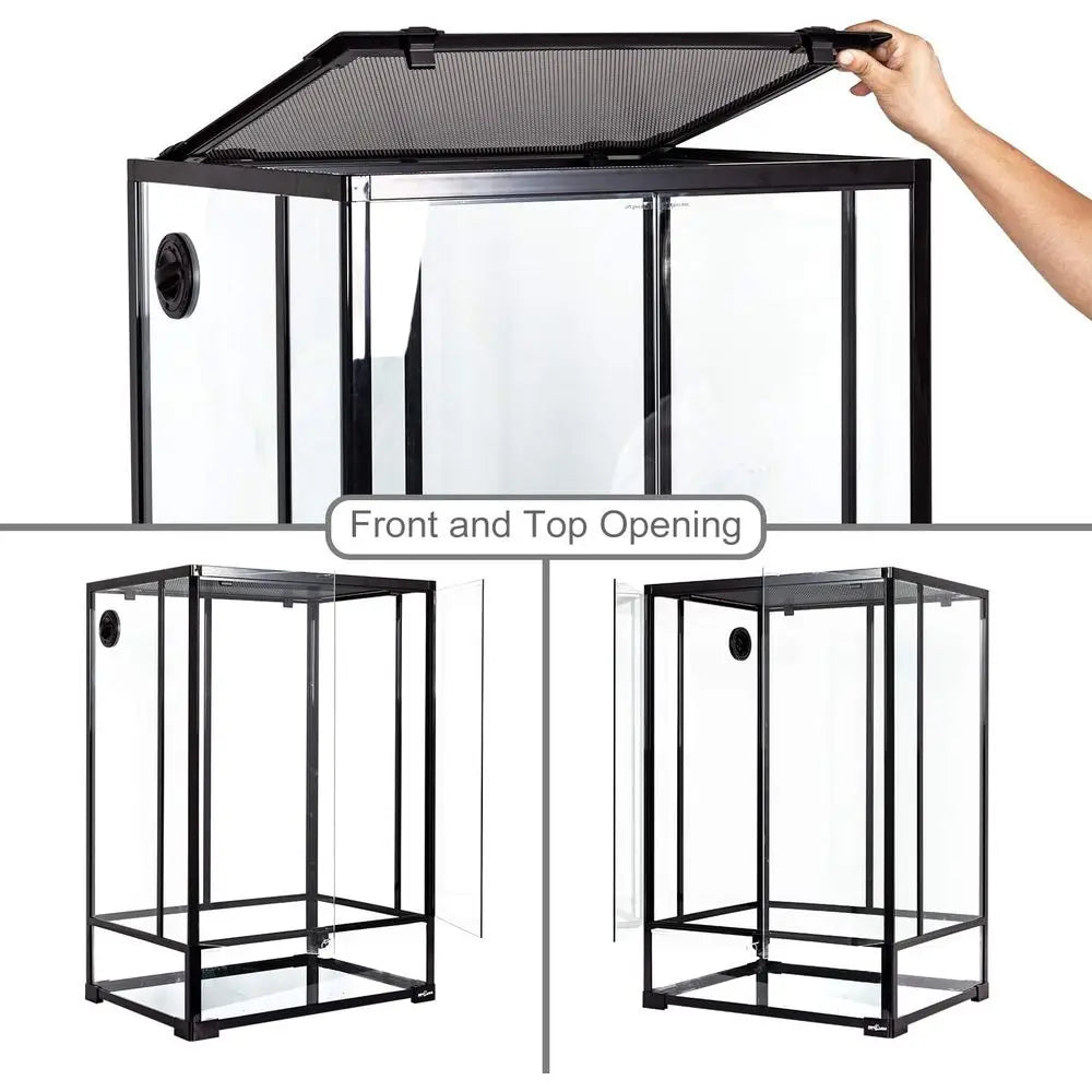Glass Reptile Terrarium With Double Hinged Door And Screen Vent
