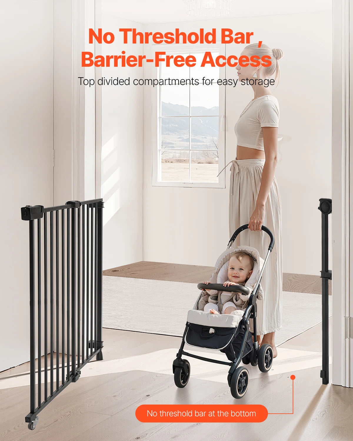 SucceBuy Adjustable Width Baby Gate With Dual Lock Safety For Kids And Pets
