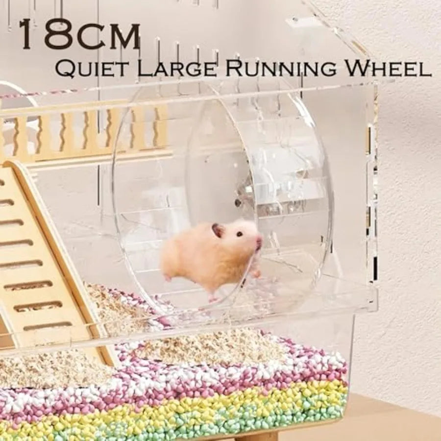 Acrylic Hamster Cage With Accessories 2 Layer Transparent Viewing Top