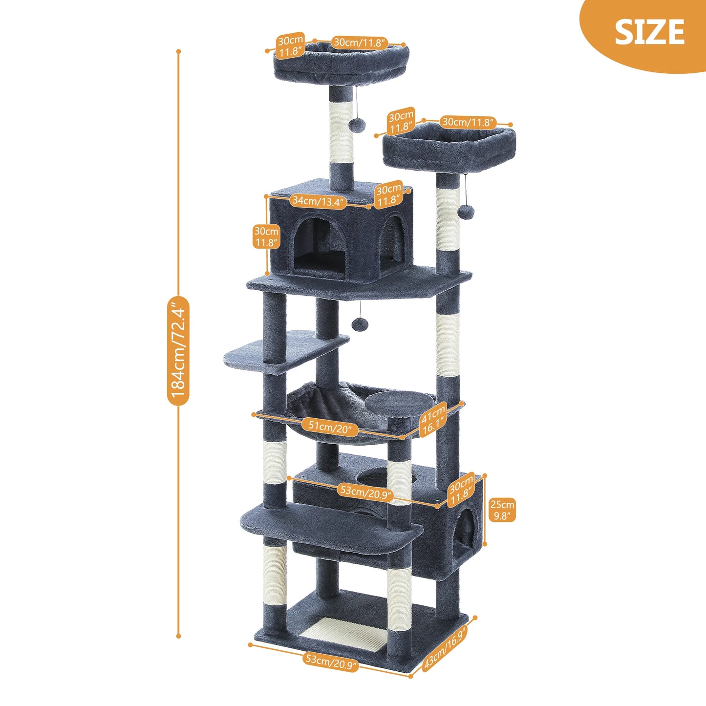 PEQULTICN Sturdy Multi Level Cat Tree With Sisal Posts Hammock