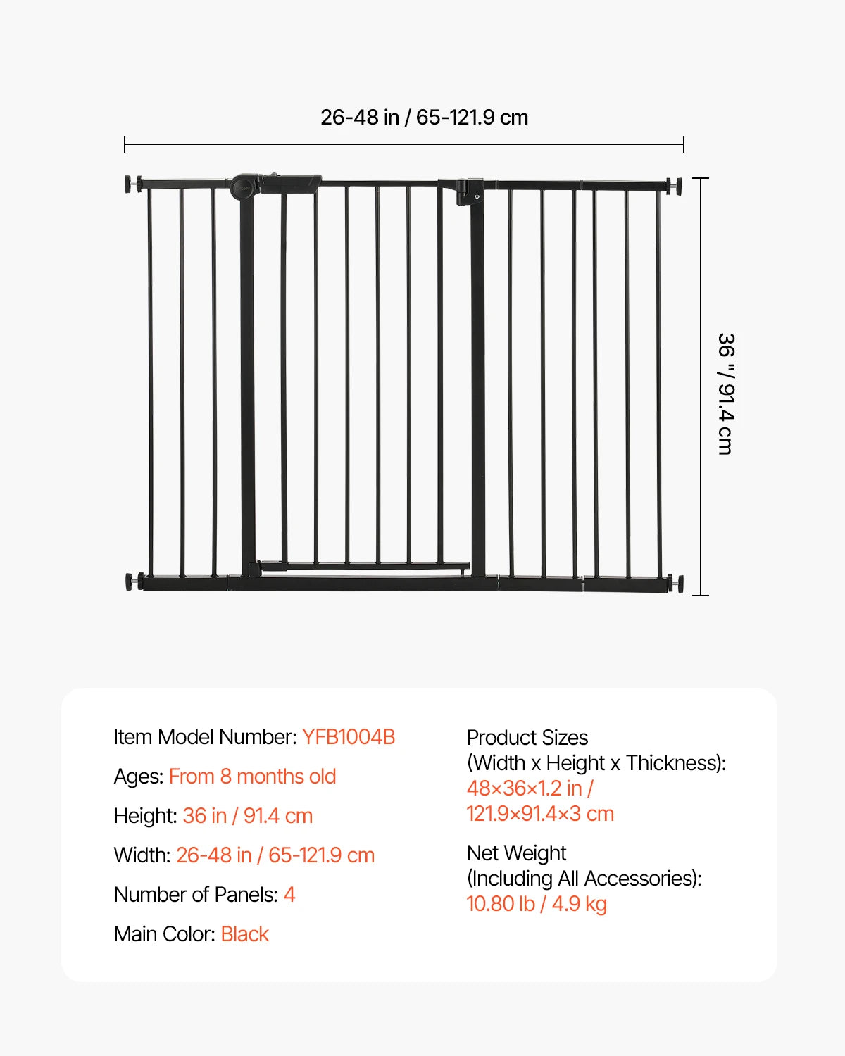 SucceBuy Baby Gate Easy Walk Through Pressure Mount Security