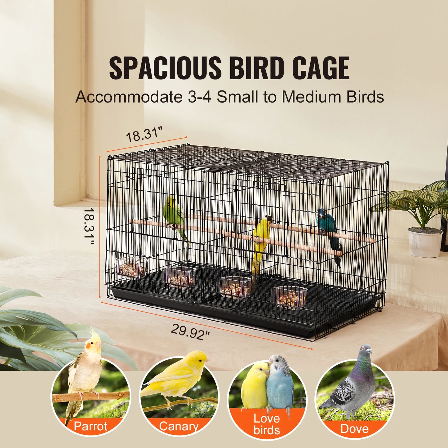 SucceBuy Flight Bird Cage With Divider Stackable Travel Pet Cage