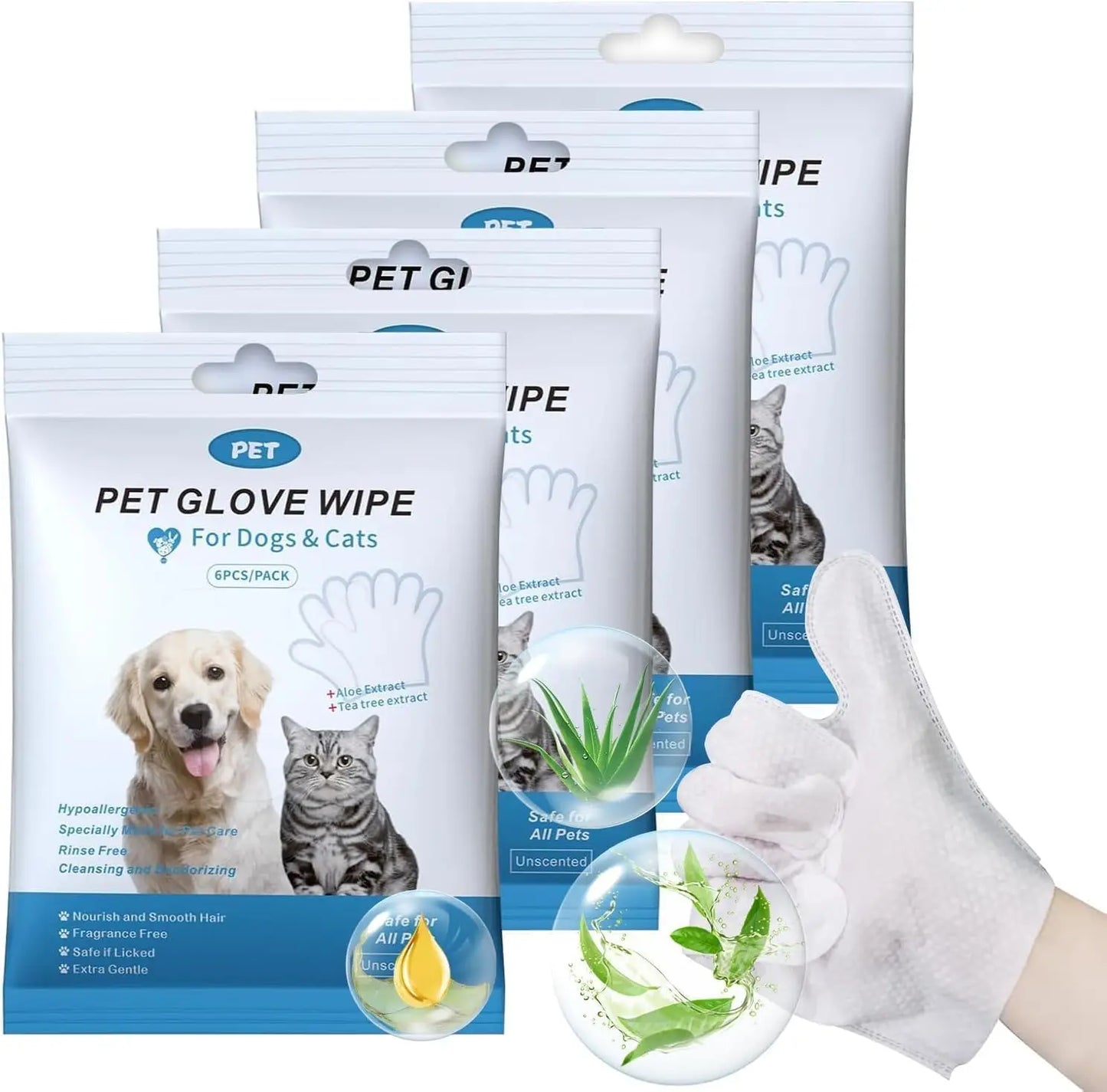 Shamoo Pet Thick Glove Wipes for Dogs and Cats Disposable