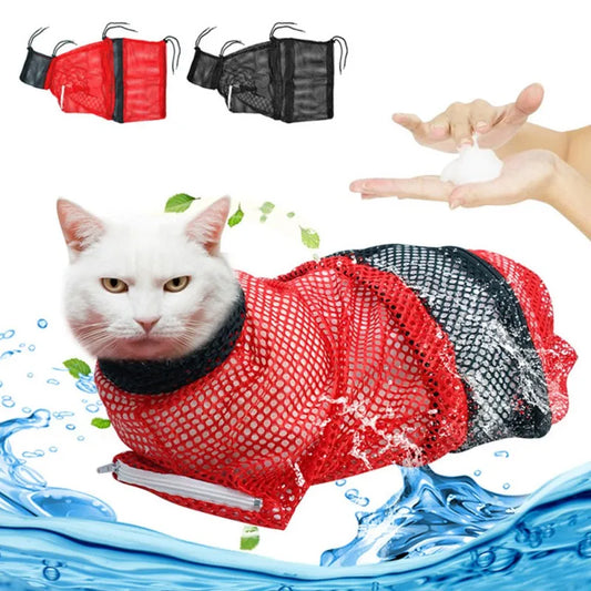Cat Bathing Bag Adjustable Restraint Anti Scratching For Grooming
