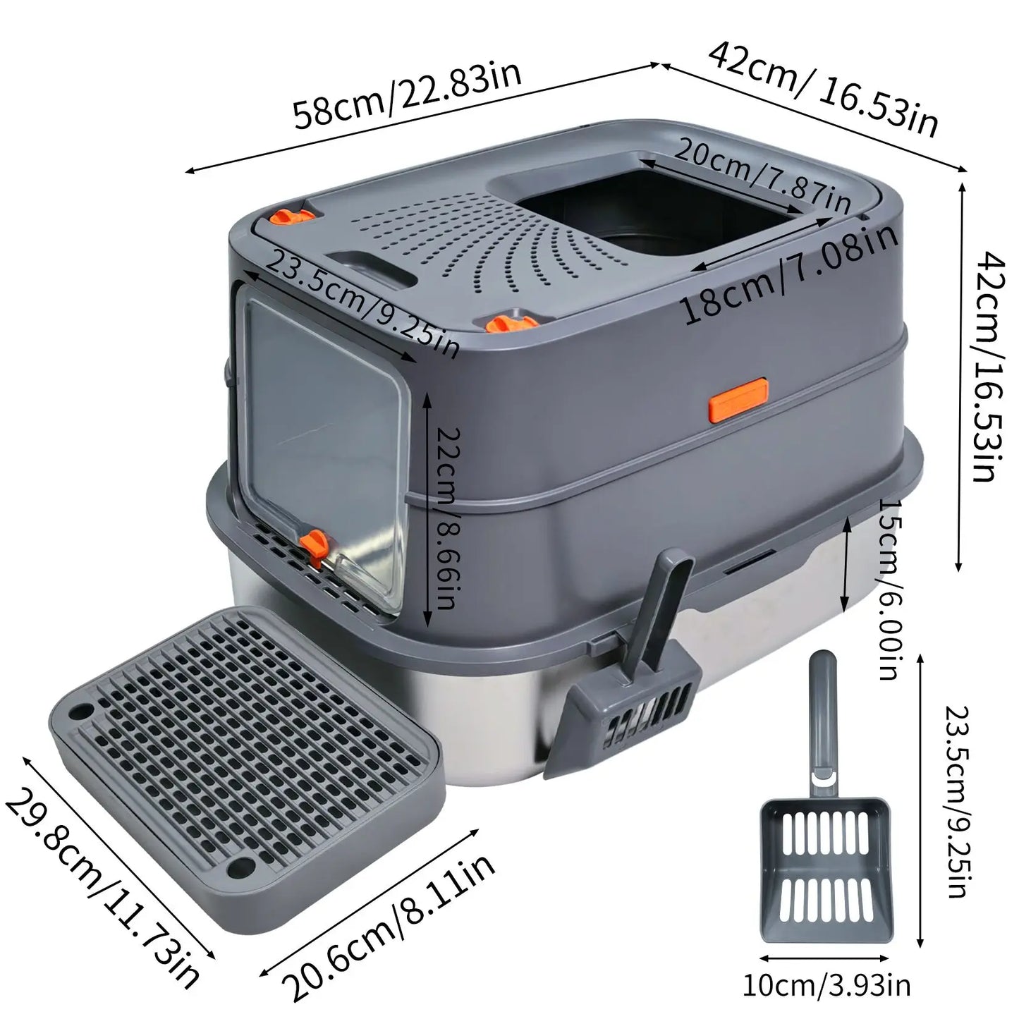 Stainless Steel Enclosed Cat Litter Box With Lid For Cats