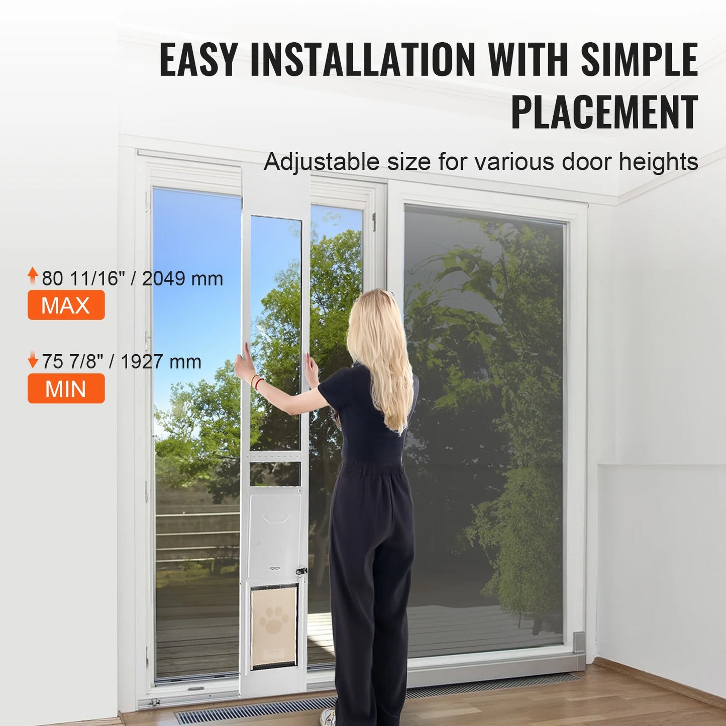 SucceBuy Dog Door for Sliding Glass Door Aluminum Frame Adjustable