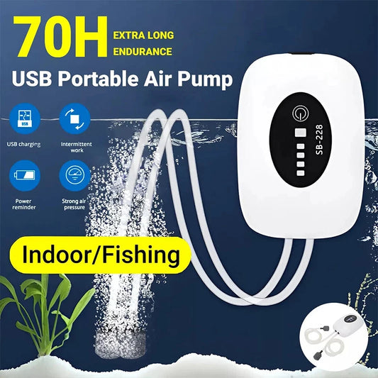 Portable USB Aquarium Oxygen Pump 28kPa Silent for Fish Tank