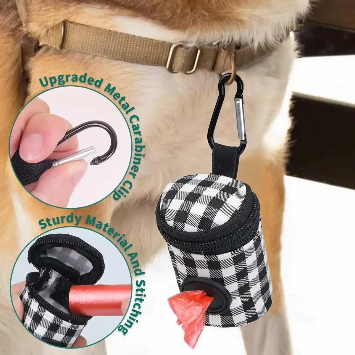 Pet Waste Bag With Plaid Checkered Pattern For Dogs