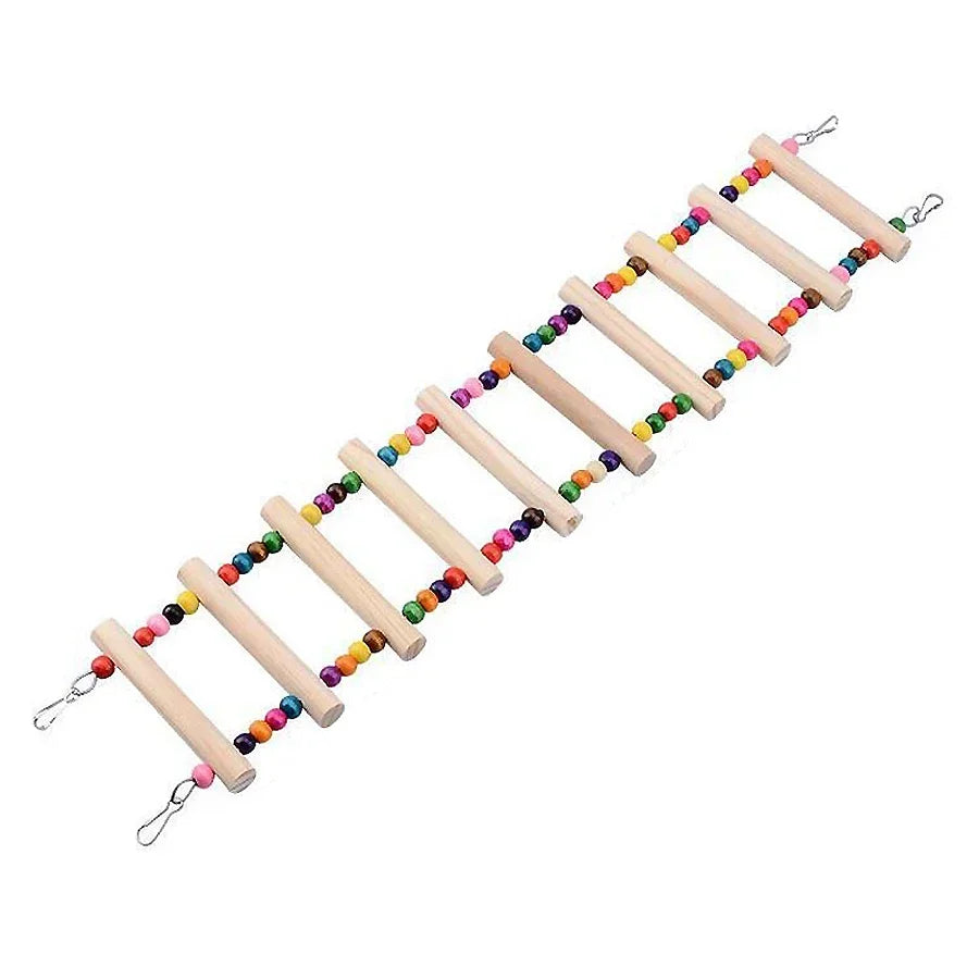 Wooden Bird Swing Ladder Toy For Cockatiel Parakeet Budgie Parrot
