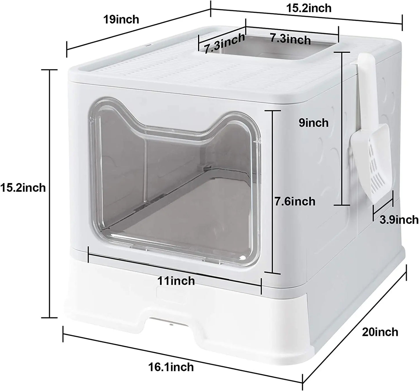 Front Entry Hooded Cat Litter Box With Scoop and Drawer
