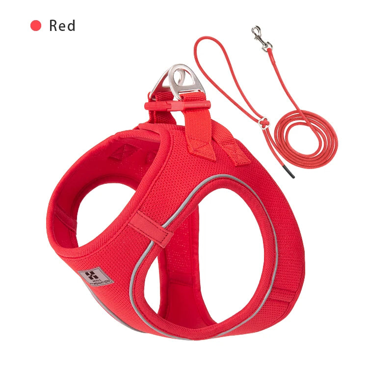 Dog Harness Leash Set Reflective Adjustable Pet Vest For Outdoors