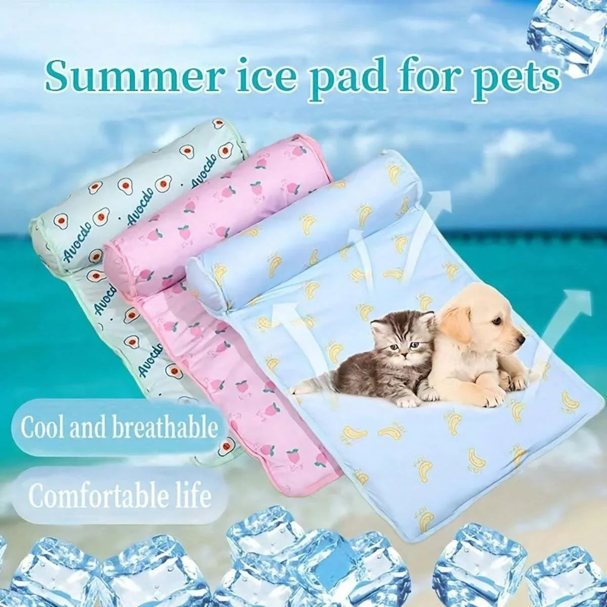 Pet Cooling Mat For Dogs And Cats Breathable Silk Washable