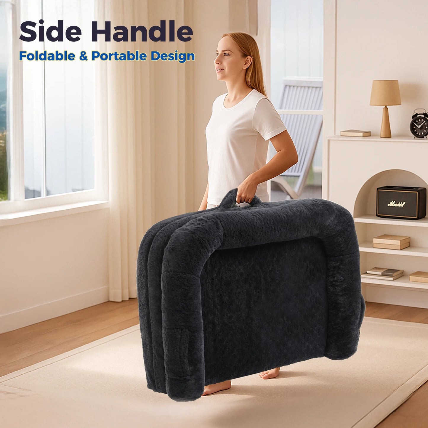 PEQULTICN Dog Bed Mat Foldable Portable Machine Washable