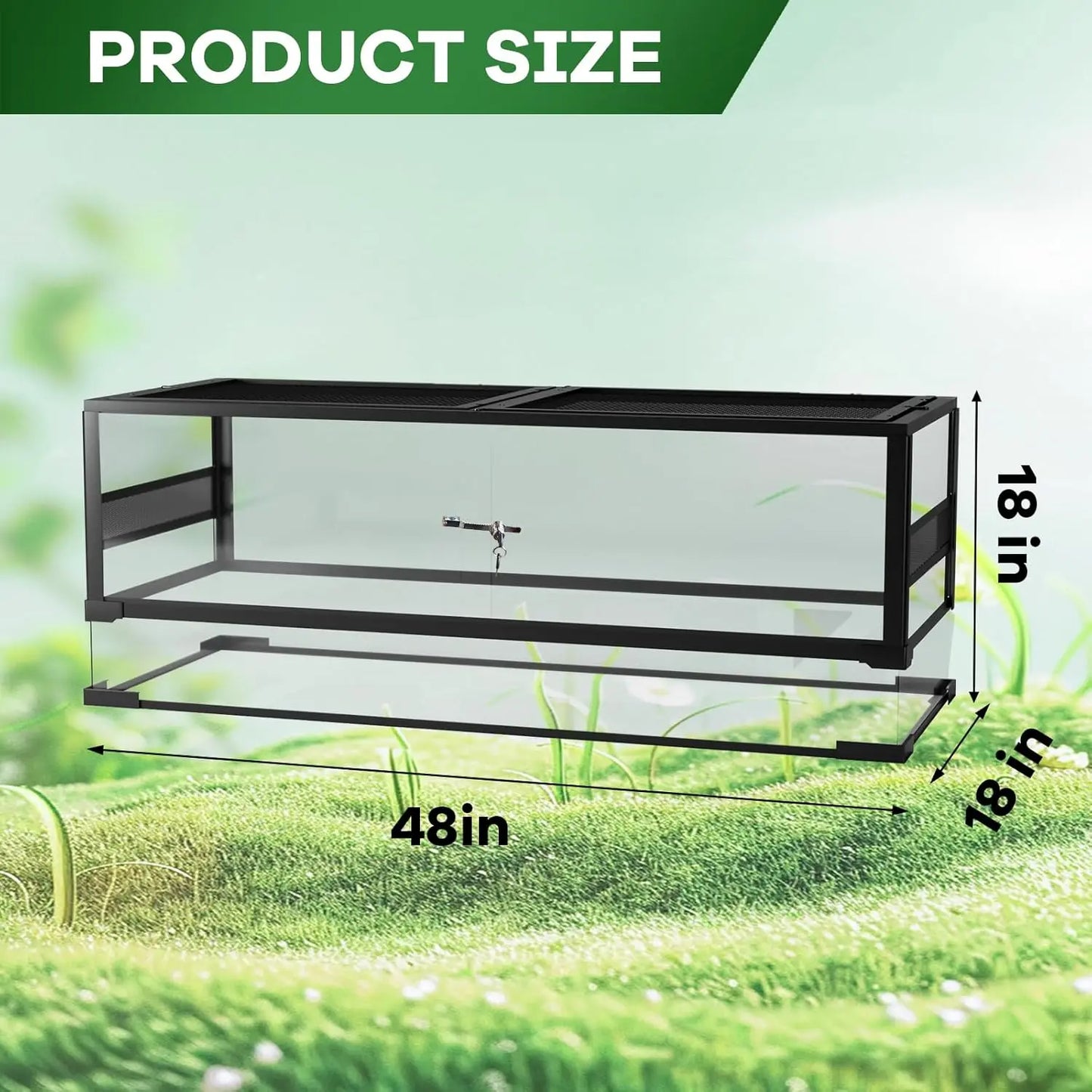 HiMISS Reptile Glass Terrarium With Top And Side Ventilation