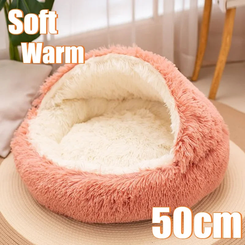 Soft Plush Pet Bed 2 In 1 Round Nest Cave For Small Dogs And Cats