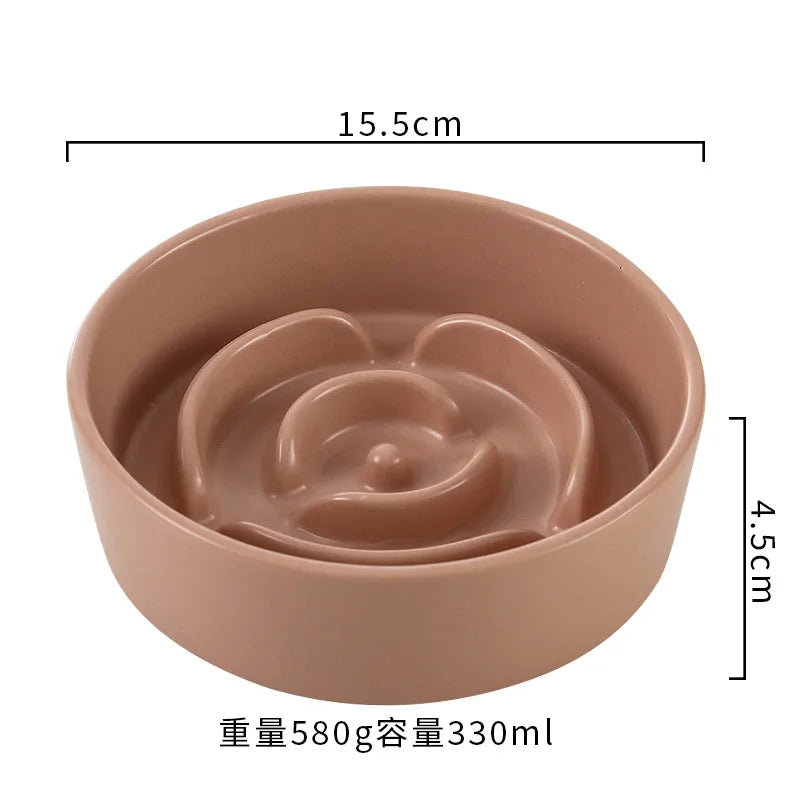 Ceramic Slow Feeder Dog Bowl For Small To Medium Dogs