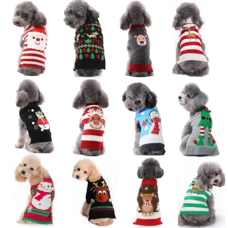 NONECN Wool Winter Dogs Sweater Coat Striped Knitted Outfit