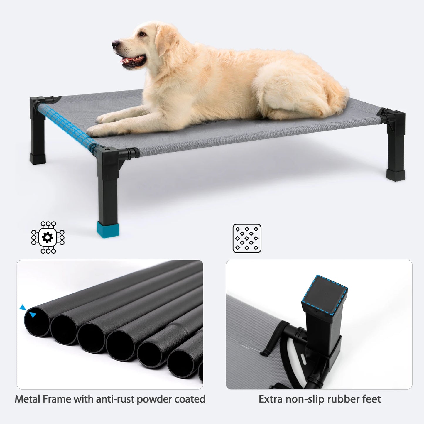None Elevated Dog Bed Cooling Raised Pet Cot Chew Proof