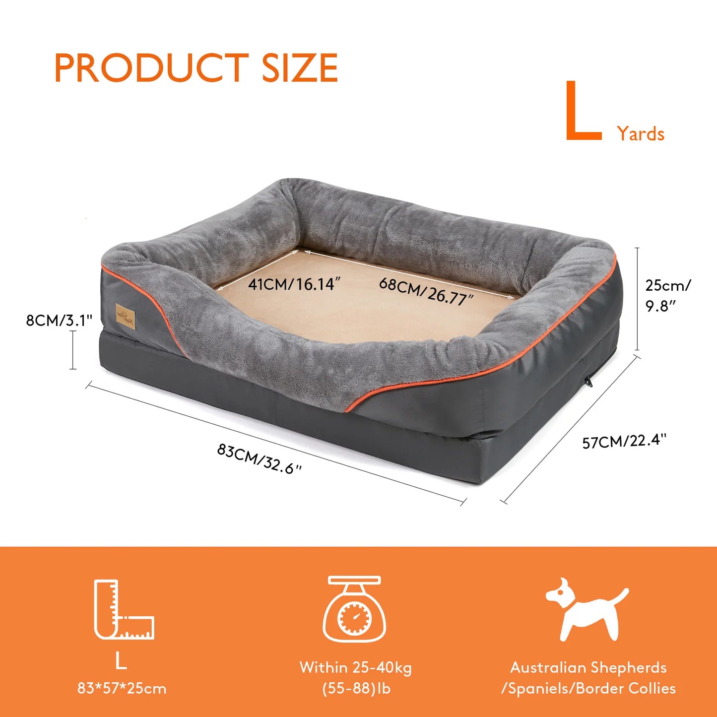 BINGOPAWCN Anti Allergy Dog Bed With Removable Washable Cover Waterproof